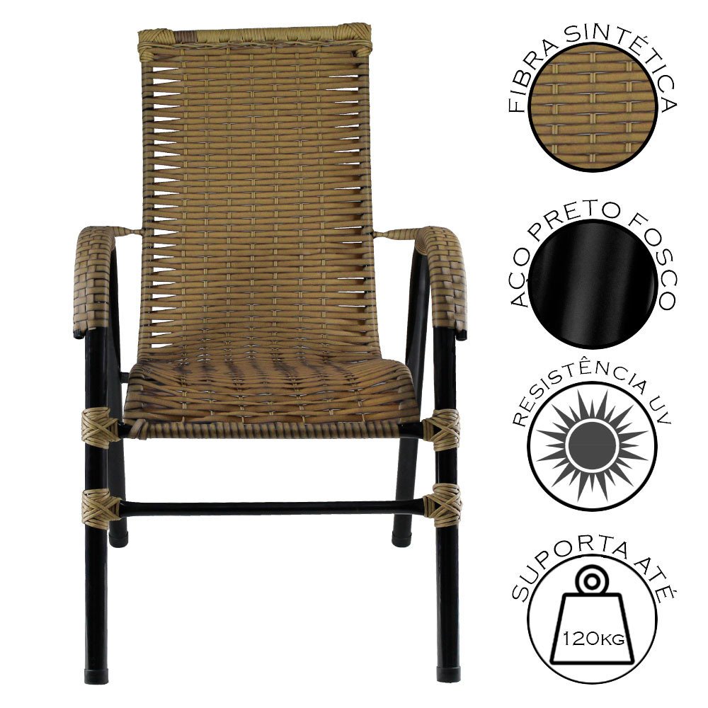 Conjunto de 2 Cadeiras Bela de Aço Carbono e Fibra Sintética - 4