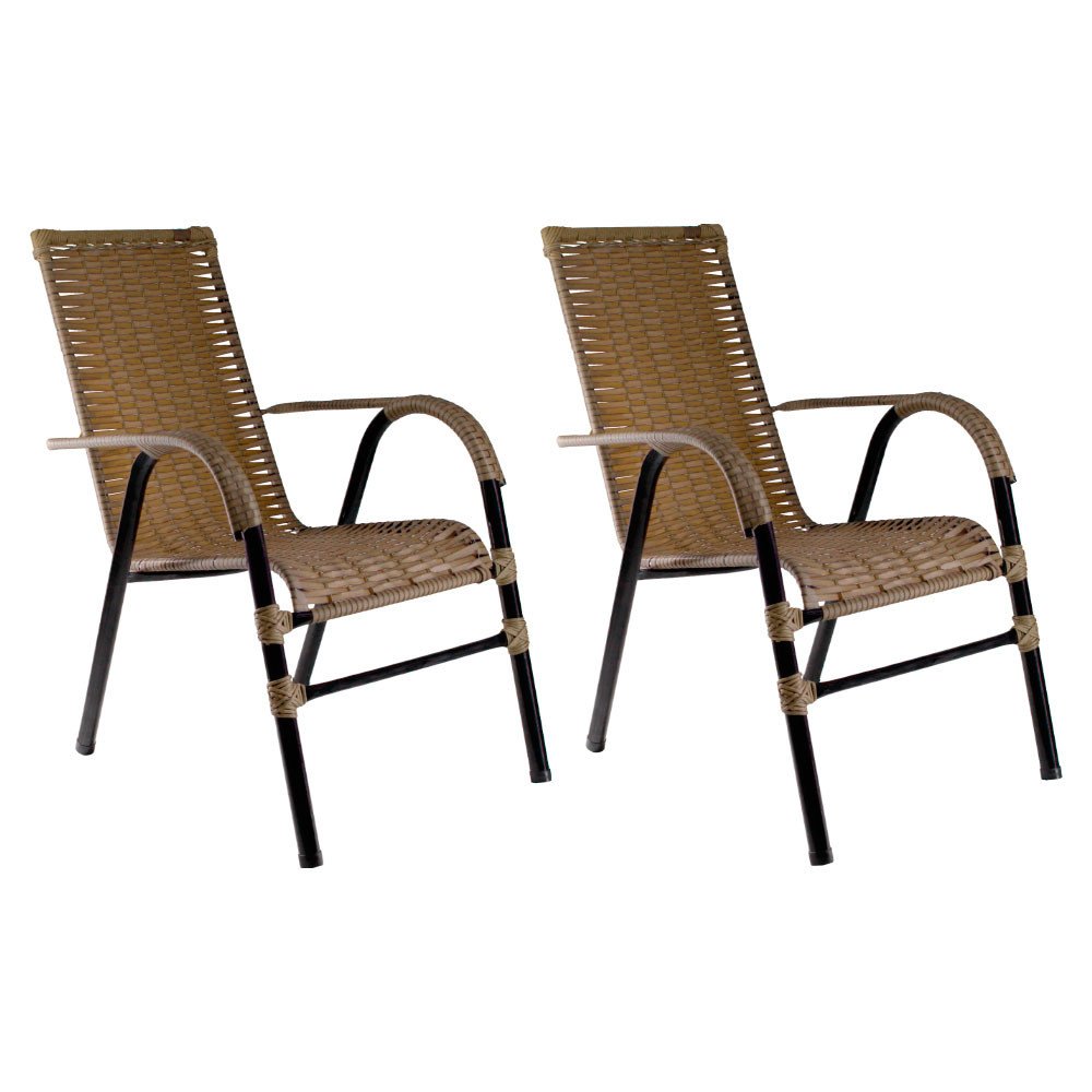 Conjunto de 2 Cadeiras Bela de Aço Carbono e Fibra Sintética - 1