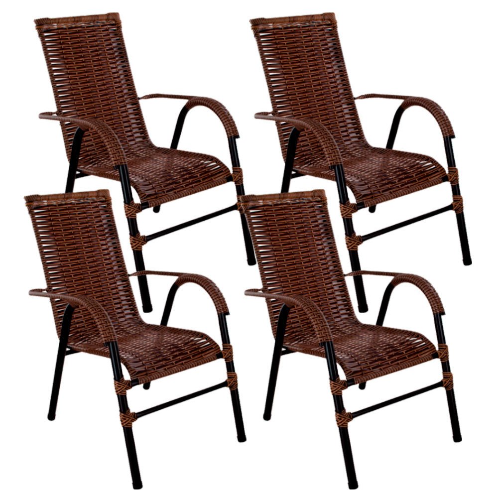 Conjunto de 4 Cadeiras Bela de Aço Carbono e Fibra Sintética