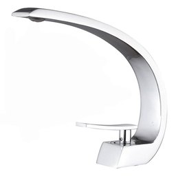 Torneira Banheiro Cascata Curva Cromada Premium - 1