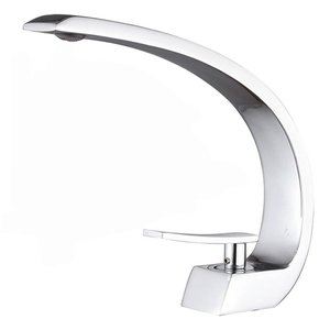 Torneira Banheiro Cascata Curva Cromada Premium