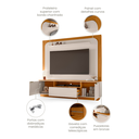Ver imagem 2 de Home Theater Rack Nilo para Tv 75" com Rodízios - Cinamomo/off White Madetec