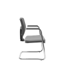 Ver imagem 2 de Cadeira Plaxmetal Brizza Fixa Executiva Tela Cinza Estrutura Aço Cromada Assento Vinil T49 Cinza
