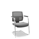 Ver imagem 1 de Cadeira Plaxmetal Brizza Fixa Executiva Tela Cinza Estrutura Aço Cromada Assento Vinil T49 Cinza