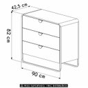 Ver imagem 4 de Cômoda Quarto Solteiro 90cm 3 Gavetas Mario Hanover/dourado A10 - Mpozenato