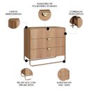 Ver imagem 3 de Cômoda Quarto Solteiro 90cm 3 Gavetas Mario Hanover/dourado A10 - Mpozenato