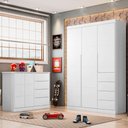 Ver imagem 2 de Guarda Roupa Infantil Yumi 3 Portas Bater 4 Gavetas MDF Branco Sallar Home