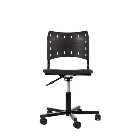 Cadeira Iso Turim Plastica Giratoria Secretaria com Regulagem de Altura Preta Popmov Cadeira Iso Gir