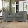 Kit 2 Poltronas Decorativas Reforçada Consultório Sala Suede Cor:cinza - 1
