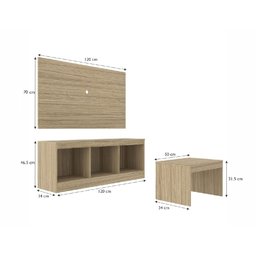 Kit Sala Silvana Com Painel Rack e Mesa de Centro VBF - 3