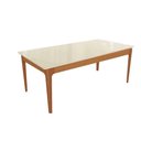 Ver imagem 1 de Mesa de Sala Jantar Mira Madeira Maciça C/tampo Madeirado C/ Vidro 90x160cm Carvalho/off White/