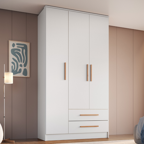 Guarda-Roupa 3 Portas 2 Gavetas Moscou Branco/Line