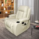 Ver imagem 1 de Poltrona do Papai com Massagem e Aquecimento Reclinável Miami Balanço Giratória PU Bege G31 - Encant
