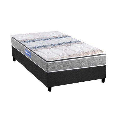 Cama Box Solteiro: Colchão Espuma D45 Probel Guarda Costas + Base CRC Suede Gray(88x188)