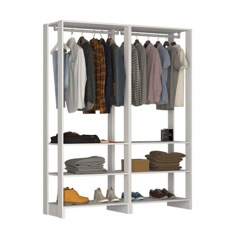 Guarda-roupa Closet 2 Peças com 2 Cabideiros e 3 Nichos Yes Nova Mobile