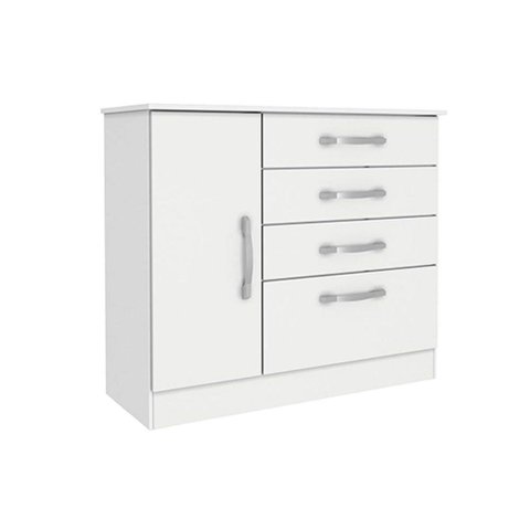 Cômoda Casal Chicago c/ 1 Porta e 4 Gavetas Branco/Neve - Tcil Móveis