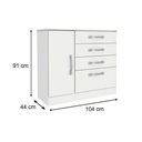 Ver imagem 2 de Cômoda Casal Chicago c/ 1 Porta e 4 Gavetas Branco/Neve - Tcil Móveis