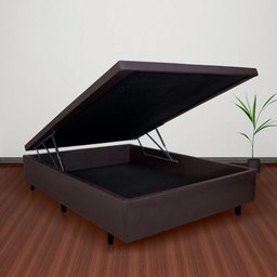 Cama Box Baú Casal 138x188x42cm Courino Linho com Pistão a Gás - 1