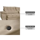 Ver imagem 2 de Sofá Retrátil Reclinável 2,90m com Molas e Espuma D33 Biondi Veludocristal - Netsofas - Areia