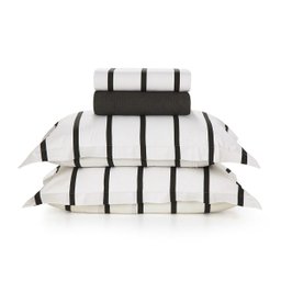 Jogo de cama King 100% algodão Tomaz Preto e Branco Karsten - 1