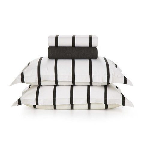 Jogo de cama King 100% algodão Tomaz Preto e Branco Karsten