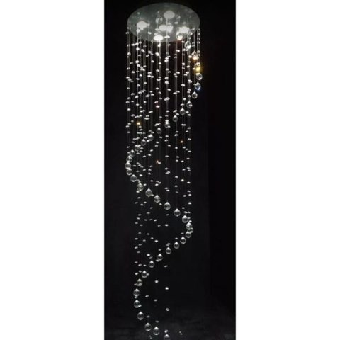 Lustre De Cristal Legítimo Espiral Com 1,50 Metros De Altura Base Inox Polido Com 50CM De Diâmetro