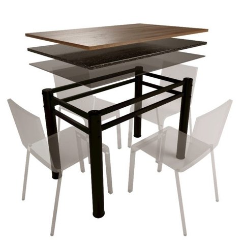 Base para Mesa de Vidro Jantar 4 Lugares Preta Retangular