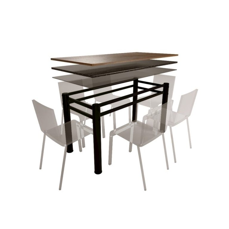 Base para Mesa de Vidro Jantar 6 Lugares Preta Retangular