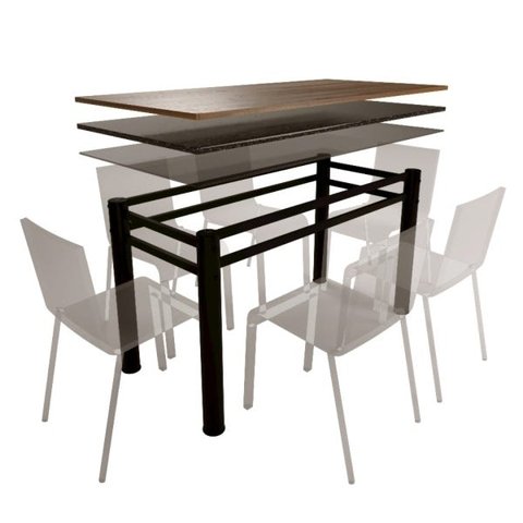 Base para Mesa de Vidro Jantar 6 Lugares Preta Retangular