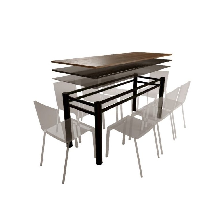 Base para Mesa de Vidro Jantar 8 Lugares Preta Retangular