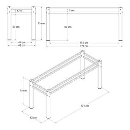 Base para Mesa de Vidro Jantar 8 Lugares Preta Retangular - 4