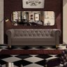 Sofá Para Barbearia 2,20m Chesterfield Living Sued Marrom Shop JM - 1