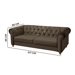 Sofá Para Barbearia 2,20m Chesterfield Living Sued Marrom Shop JM - 4
