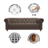 Sofá Para Barbearia 2,20m Chesterfield Living Sued Marrom Shop JM - 3