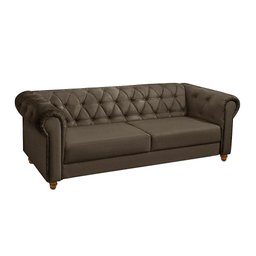 Sofá Para Barbearia 2,20m Chesterfield Living Sued Marrom Shop JM - 2
