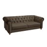 Sofá Para Barbearia 2,20m Chesterfield Living Sued Marrom Shop JM - 2