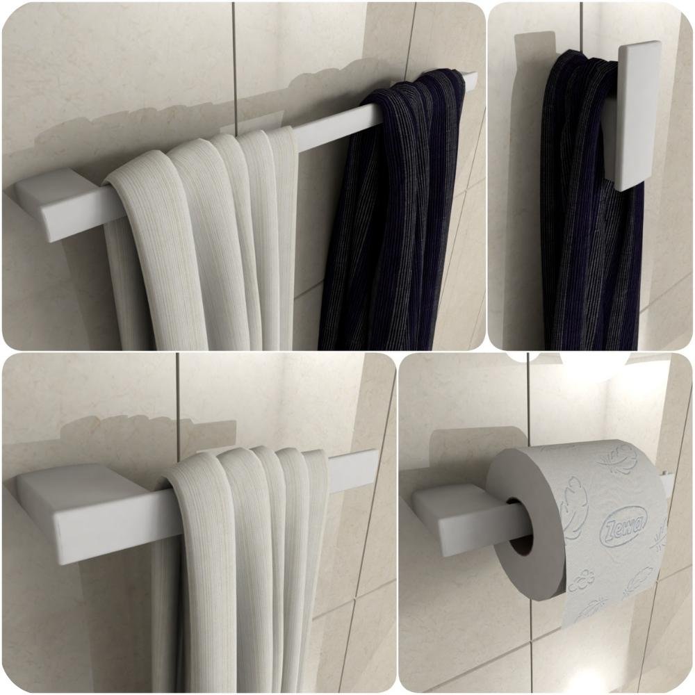 Kit De Acessórios Para Banheiro Branco Master 4 Peças - 1