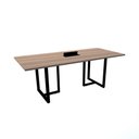 Ver imagem 1 de Mesa de Reunião com Caixa de Tomada 200 x 90 cm Pé Tubular PE25 em MDP Cor Noce Naturalle Base Preta