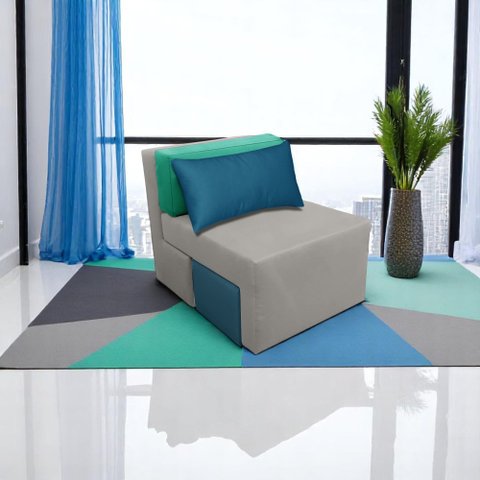 Poltrona Cama Cx_nu que Se Transforma em Sofá Cama de Solteiro em Sued/sarja