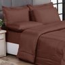 Kit Edredom Casal Queen Jogo de Lençol 06 peças Aconchego Dupla Face Casa Dona Chocolate e Caqui - 1