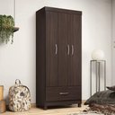 Ver imagem 2 de Guarda Roupa Solteiro Priscila 3 Portas de Bater 1 Gaveta MDP Café Demóbile 75cm