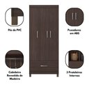 Ver imagem 6 de Guarda Roupa Solteiro Priscila 3 Portas de Bater 1 Gaveta MDP Café Demóbile 75cm