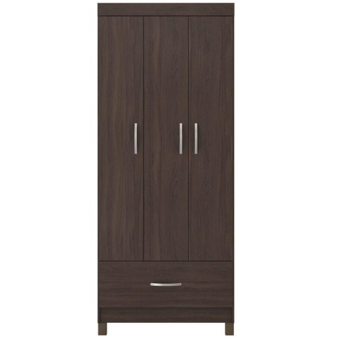 Guarda Roupa Solteiro Priscila 3 Portas de Bater 1 Gaveta MDP Café Demóbile 75cm
