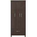 Ver imagem 1 de Guarda Roupa Solteiro Priscila 3 Portas de Bater 1 Gaveta MDP Café Demóbile 75cm