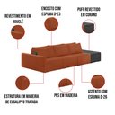 Ver imagem 3 de Sofá Ilha 3 Lugares Living 312cm Modulado Sala Lary Bouclê Mostarda/pu Pto K01 - D'Rossi