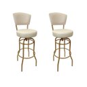 Ver imagem 1 de Kit 2 Banquetas Bar Giratória Altura 65cm com Encosto Cor Dourado Fosco Assento Grosso Cor Off White