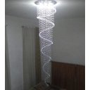 Ver imagem 1 de Lustre De Cristal Espiral Para Vão De Escada Com 3,30 Metros De Altura,Base De Inox Com 40CM De Diâm