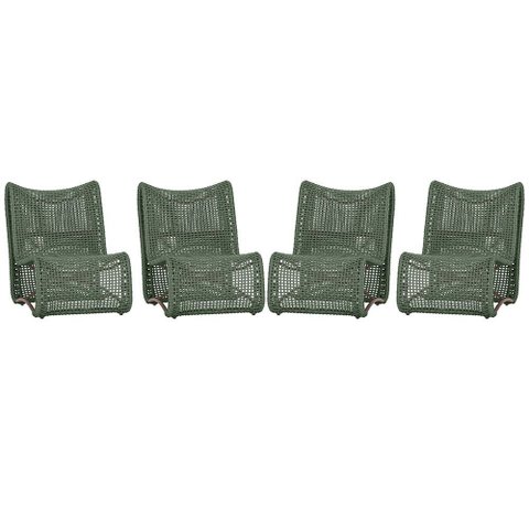 4 Poltronas Texas em Alumínio Pintura Marrom Corda Náutica Trama Original