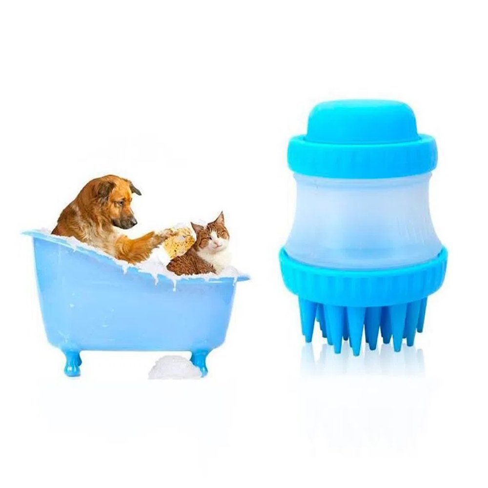 Escova Dispenser Limpeza Pet Cachorro Banho Limpeza Massageadora Confortavel Relaxante - 4