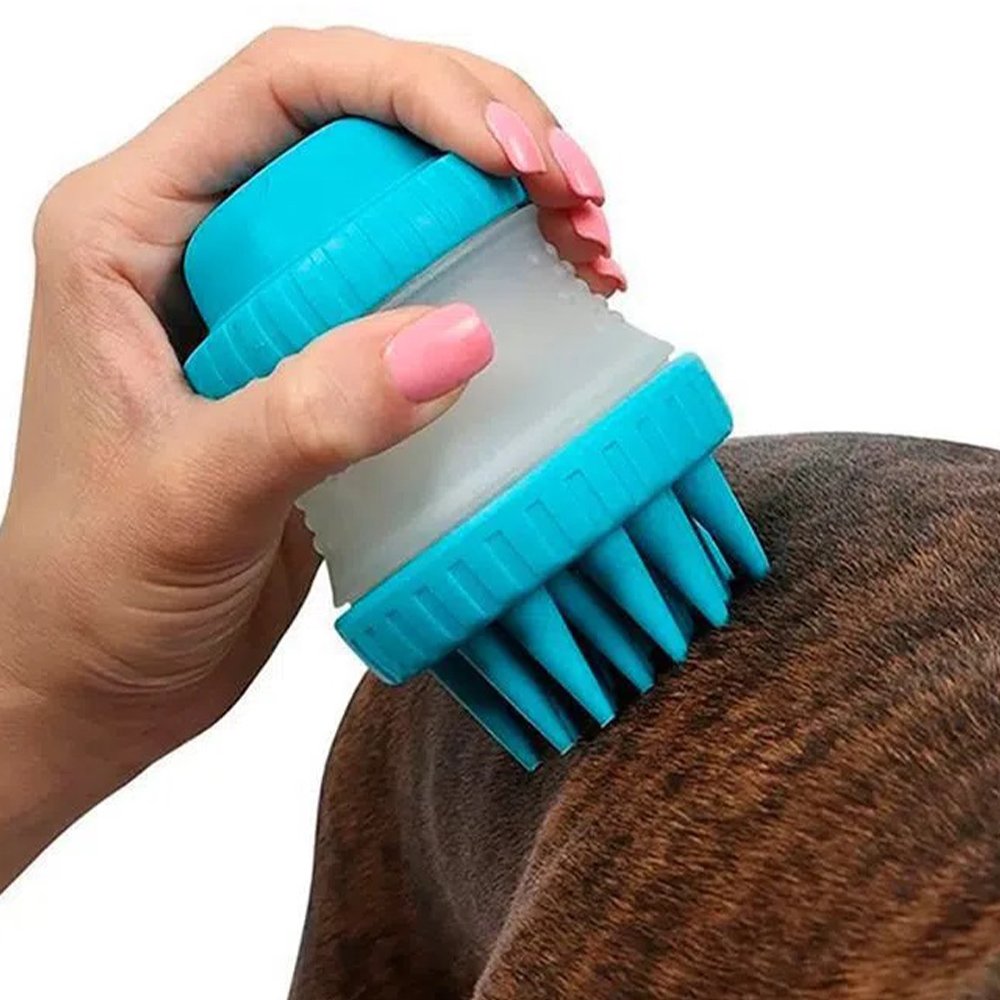 Escova Dispenser Limpeza Pet Cachorro Banho Limpeza Massageadora Confortavel Relaxante - 3